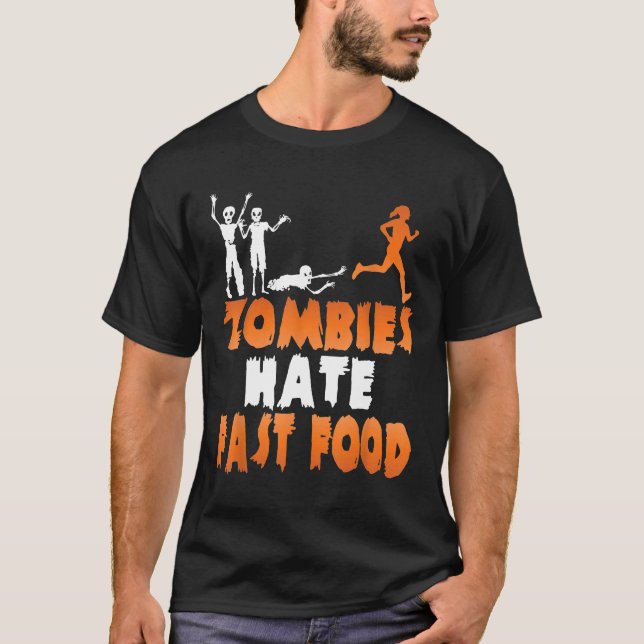Zombies hasst schnelles Funny Halloween T-Shirt (Vorderseite)
