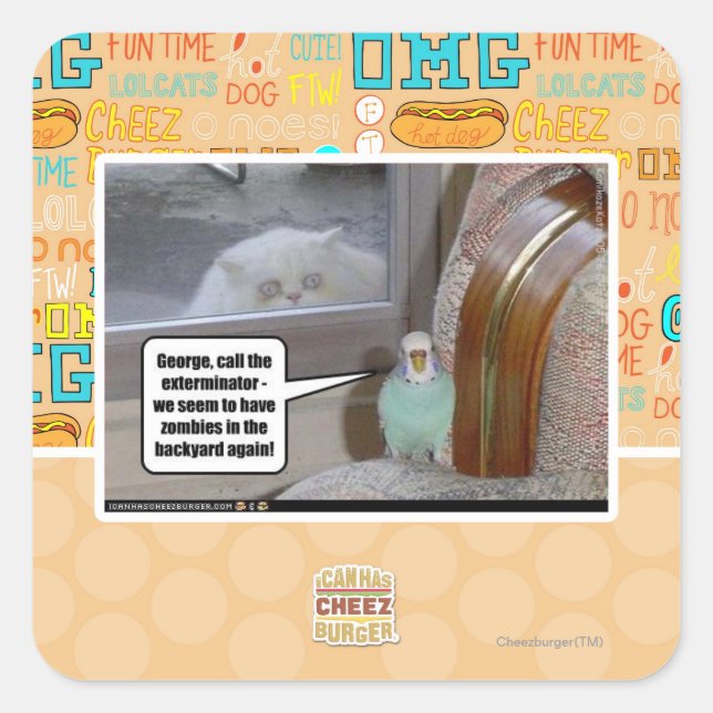 Zombies im Hinterhof Quadratischer Aufkleber (Vorderseite)