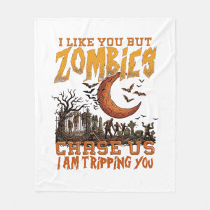 Zombies jagen uns Halloween-Friedhof-Halbmond Fleecedecke