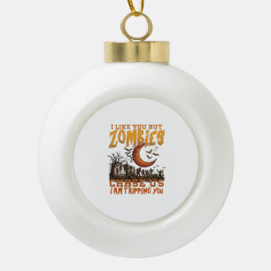 Zombies jagen uns Halloween-Friedhof zunehmender M Keramik Kugel-Ornament