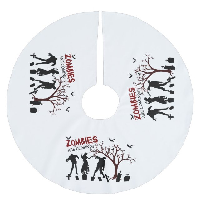 Zombies kommen polyester weihnachtsbaumdecke (Vorderseite)