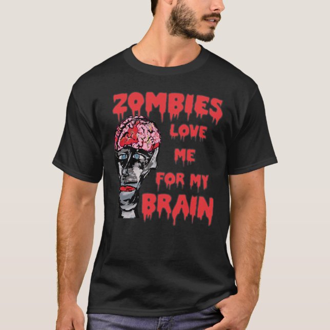 Zombies Liebe Brain Dark Shirts (Vorderseite)