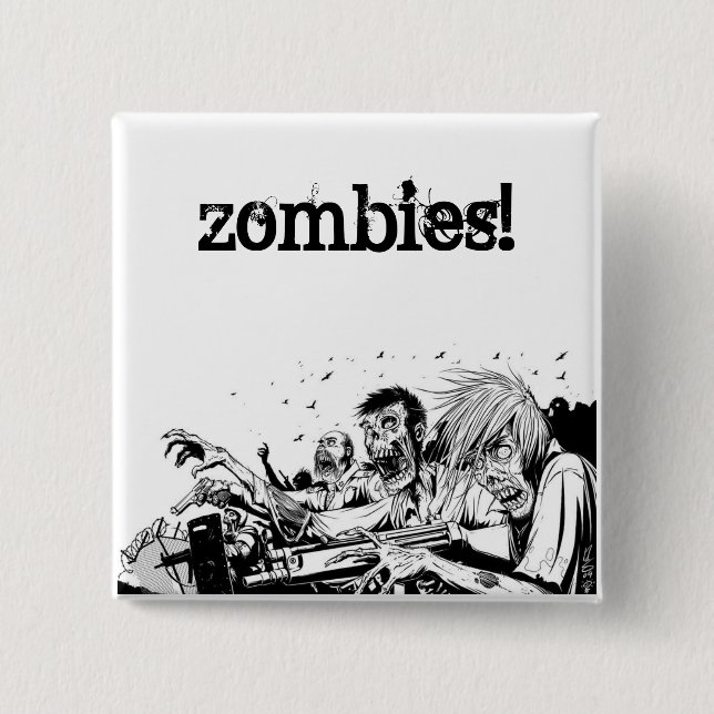 Zombies mit Gewehren Button (Vorderseite)