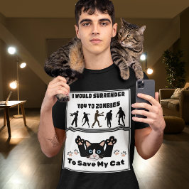 Zombies & My Cat Funny Comedy Mens Graphic T-Shirt