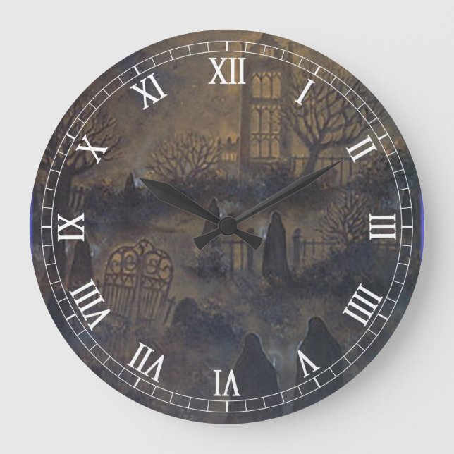 Zombies Round Roman Numerals Clock Große Wanduhr (Vorderseite)