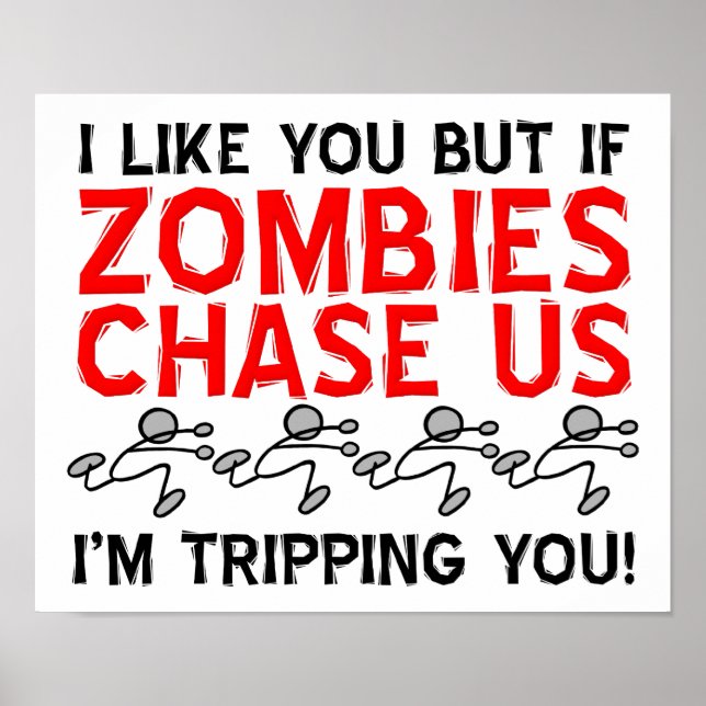Zombies Tripping Funny Poster (Vorne)