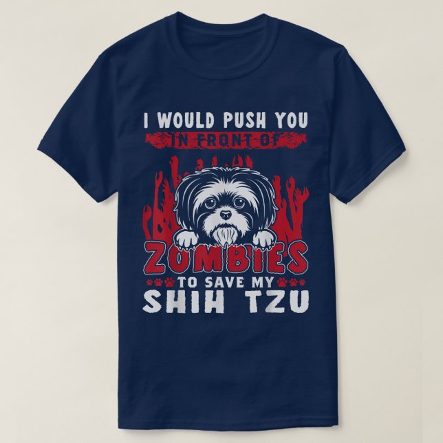 Zombies, um meinen schicken Tzu Funny Halloween Hu T-Shirt (Design vorne)