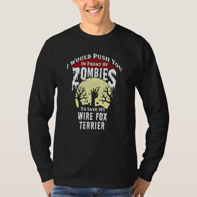 Zombies Wire Fox Terrier Spooky Halloween T-Shirt (Vorderseite)