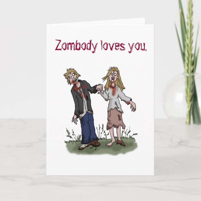 Zombody t'aime - Carte de voeux zombie d'amour. (Devant)