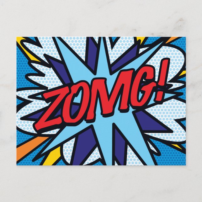 ZOMG Fun Retro Comic Pop Art Ankündigungspostkarte (Vorderseite)