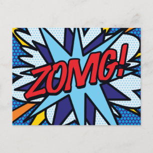 ZOMG Fun Retro Comic Pop Art Postkarte