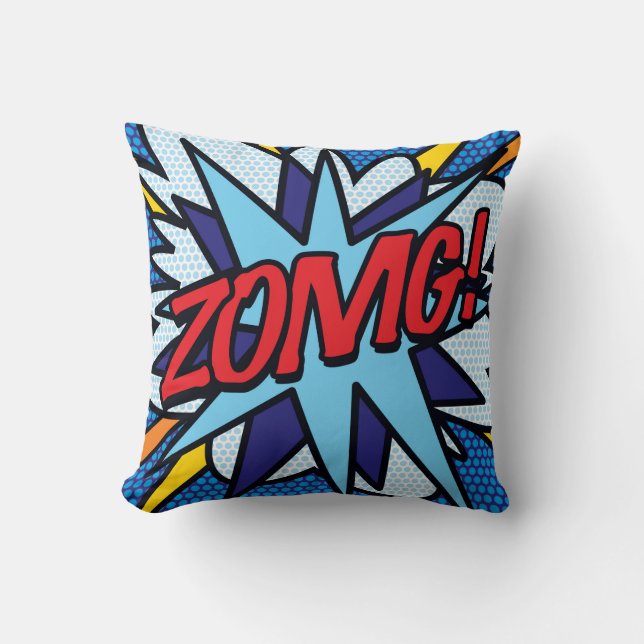 ZOMG KA-POW Fun Retro Comic Pop Art Kissen (Vorderseite)