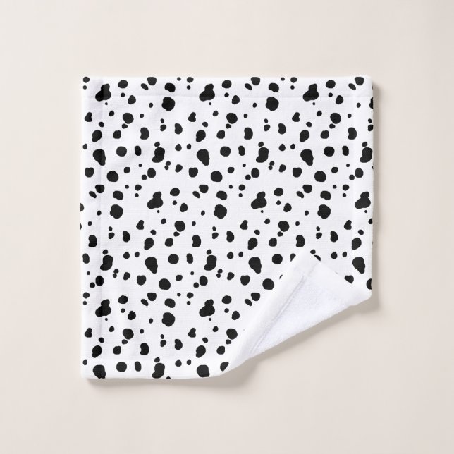 Zones Dalmatiennes modernes en noir et blanc (Gant de toilette)