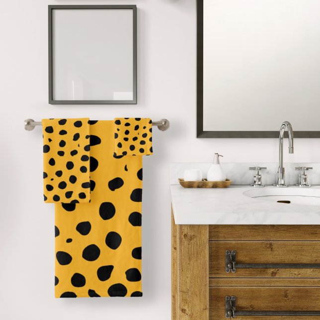 Zones de guépard orange noir (Cheetah Spots Orange Black Bath Towel Set by Looly Elzayat
)