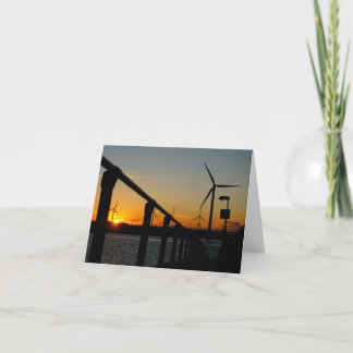 Zonsondergang met windmolen, Rustgevend relaxt. Dankeskarte