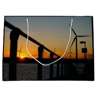 Zonsondergang met windmolen, Rustgevend relaxt. Große Geschenktüte