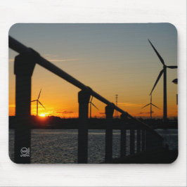Zonsondergang met windmolen, Rustgevend relaxt. Mousepad