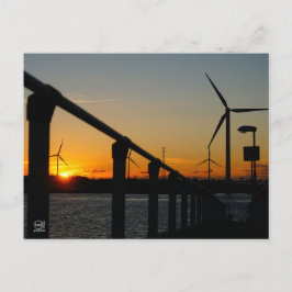 Zonsondergang met windmolen, Rustgevend relaxt. Postkarte