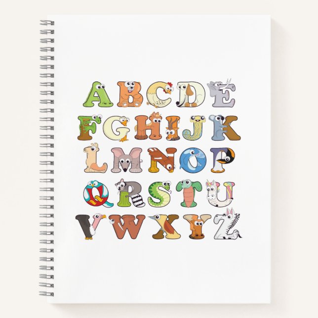 Zoo Animal Alphabet Letters ABCs Lernen Notizbuch (Vorderseite)