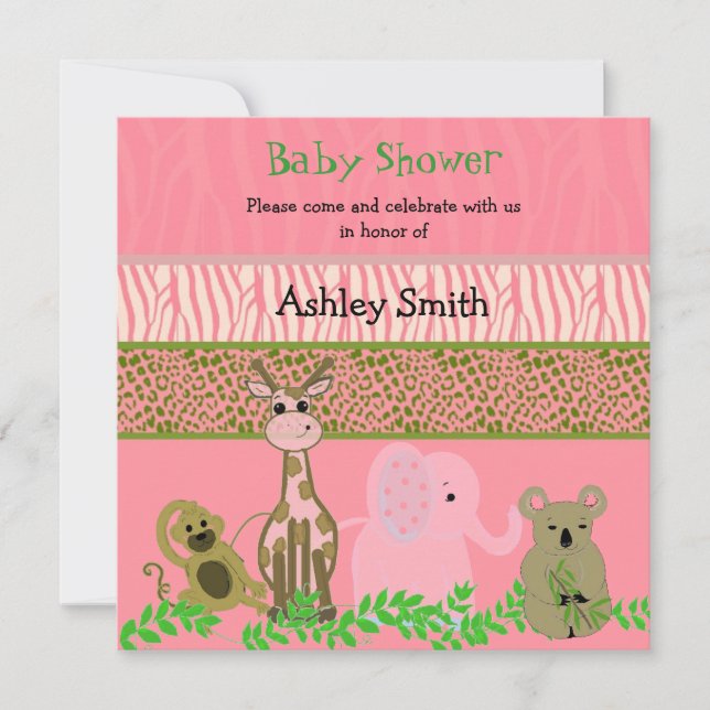 Zoo Animal Baby shower Invitation (Devant)