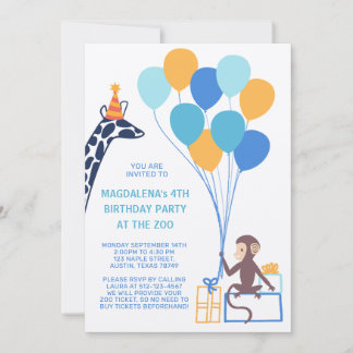 Zoo Animal Birthday Invite Einladung