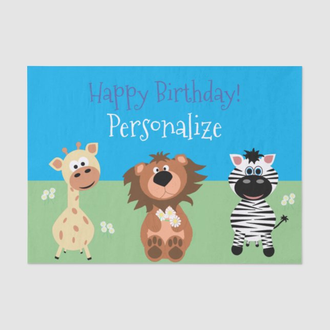 Zoo Animal Birthday Party Seidenpapier (Vorderseite)