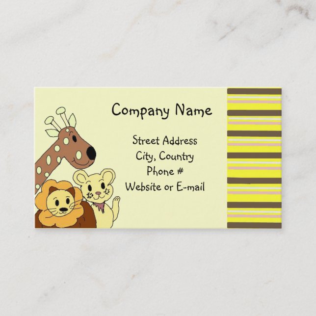 Zoo Animal Business Card Visitenkarte (Vorderseite)
