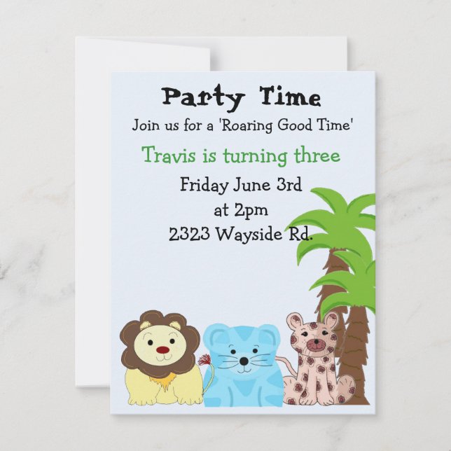 Zoo Animal Party Invitation (Devant)