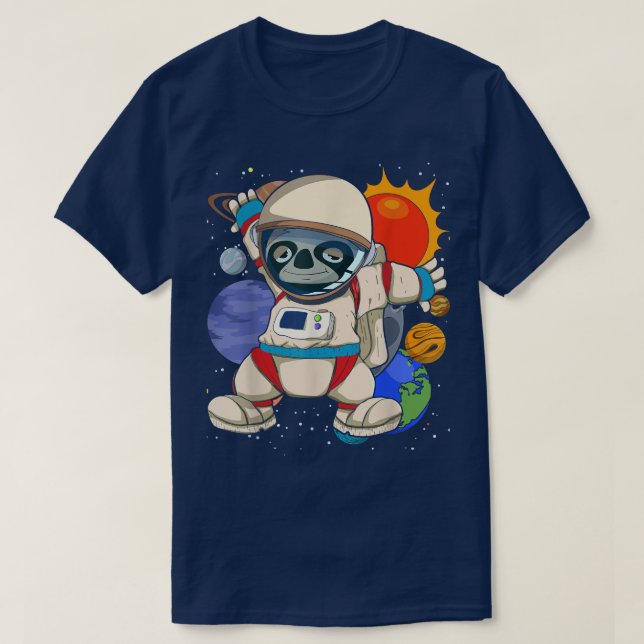 Zoo Animal Space Scientist Planets Universe Sloth T-Shirt (Design vorne)