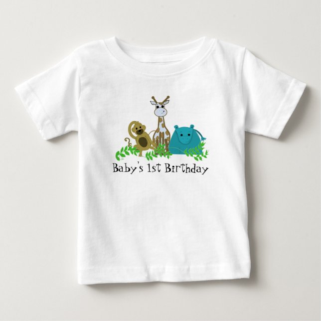 Zoo Animals Baby's 1. Geburtstag Baby T-shirt (Vorderseite)