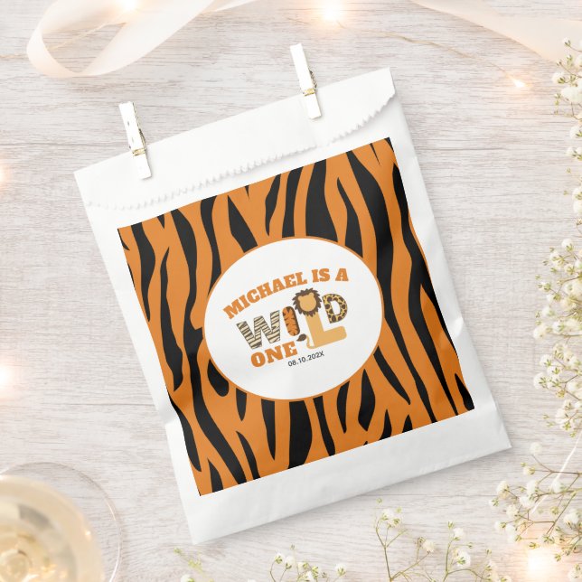 ZOO Animals Tiger Stripes WILD ONE 1st Birthday  Geschenktütchen (Ausgeschnitten)
