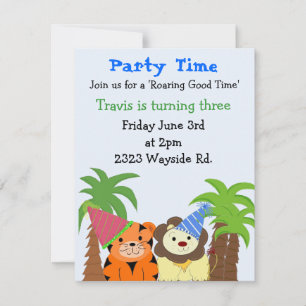 Zoo Animaux Avec Casquettes De Fête Invitation Ann