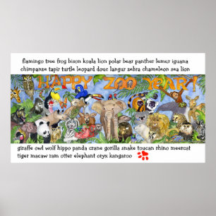 Zoo Animaux Enfants Poster d'art mural Imprimer