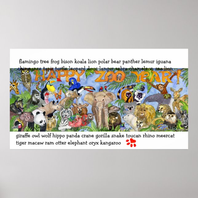 Zoo Animaux Enfants Poster d'art mural Imprimer (Devant)