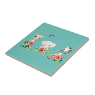 Zoo Bébés Avec Fleurs Carreaux En Céramique