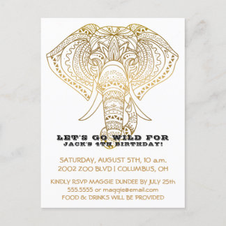 Zoo Birthday Party Elephant | Jungle Safari Party Einladungspostkarte