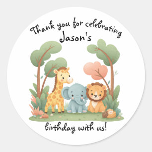 Zoo Birthday Runder Aufkleber