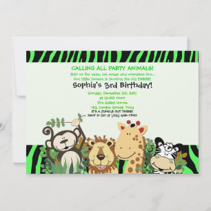 ZOO CREW 12x18 Trendy Zebra Stripe Jungle Party Einladung