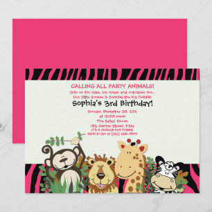 ZOO CREW 12x18 Trendy Zebra Stripe Jungle Party Einladung