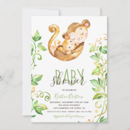 Zoo de singe Animal Green Baby shower Invitation