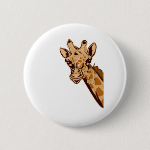 Zoo Giraffe Animal - African Savanna Zookeeper Saf Button