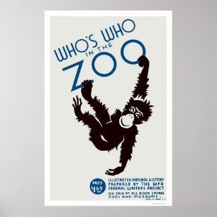 Zoo Guide Monkey 1937 WPA Poster