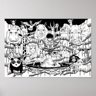 Zoo inmitten der Nacht. Poster