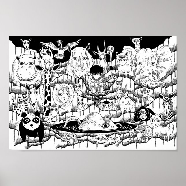 Zoo inmitten der Nacht. Poster (Vorne)