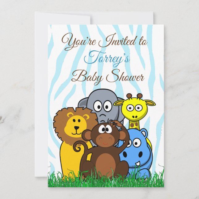 Zoo Jungle Animaux Baby shower Invitation (Devant)