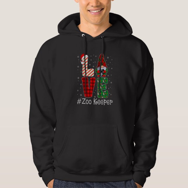 Zoo Keeper LOVE Gnome Funny Matching Pajama Christ Hoodie (Vorderseite)