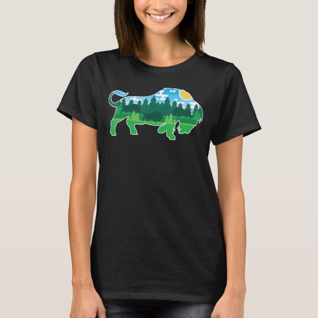 Zoo Outdoor Animal Camping People Buffalo Bison T-Shirt (Vorderseite)
