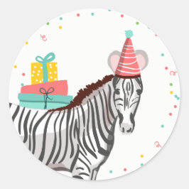 Zoo Party Animals Safari Jungle Wild Zebra Runder Aufkleber