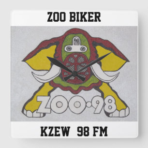 ZOO-RADFAHRER   KZEW 98 FM QUADRATISCHE WANDUHR