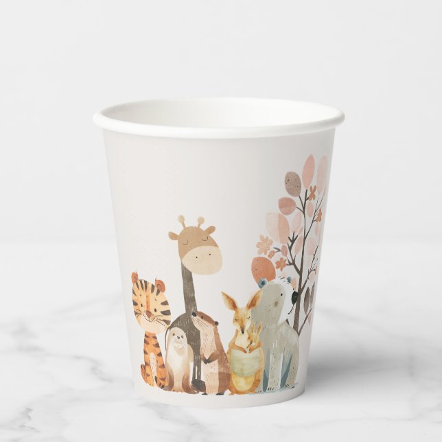 Zoo Safari Kinderzimmer Animals Baby Dusche Pappbecher (Vorderseite)